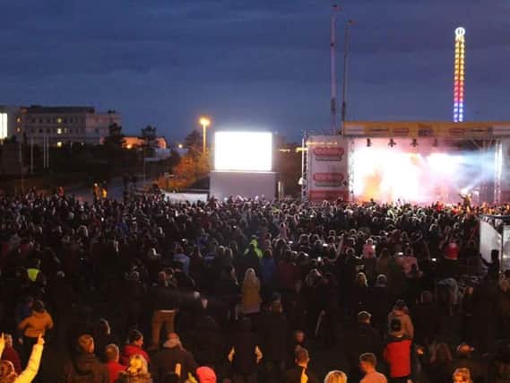 High winds have delayed the building of the main stage at Morecambe Carnival.