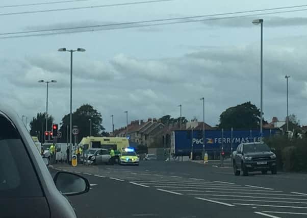 The accident on the Morecambe Road junction with the Bay Gateway on Sunday August 20.