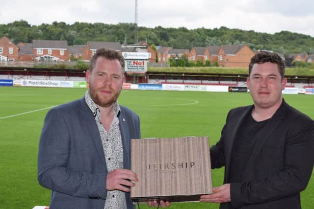 Scott Michaels with his brother Stefan who is touring the UK promoting the Stylo Matchmakers boot at football grounds.
