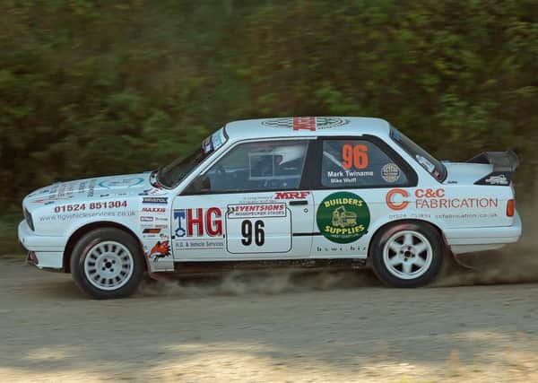 Mike Wolff (Heysham) and Mark Twiname in their BMW, competing on Saturday's Woodpecker Stages Rally - based in Ludlow.