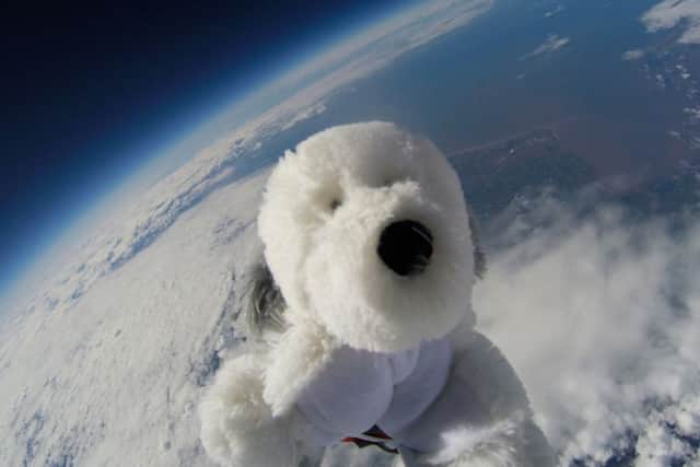 Sam pictured during his April 2016 mission when he was lost in space.