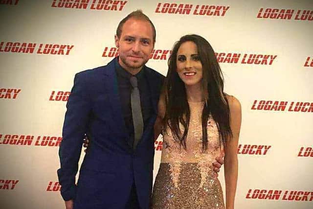 Sarah and Dave Fisher at the London film premiere for Logan Lucky.
