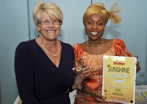 Sharon Jackson wins the Health Hero Award sponsored by Holywell at the Sunshine Awards held at The Midland Hotel in Morecambe