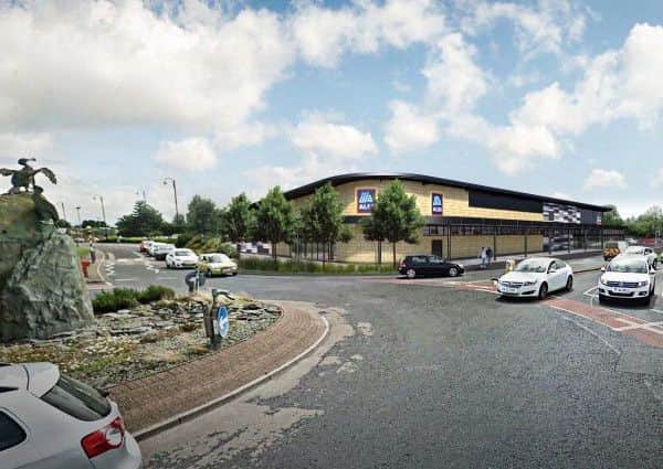 How the new bigger Aldi supermarket might look. Image from the Harris Partnership.