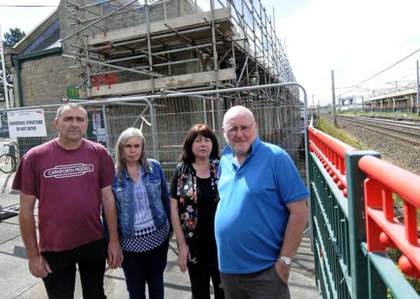 Businesses at Carnforth Railway Station are being affected by ongoing works to the roof.  L-R are Mike Lowe, Jennifer Lowe, Julie Beaman and Gregg Beaman.
