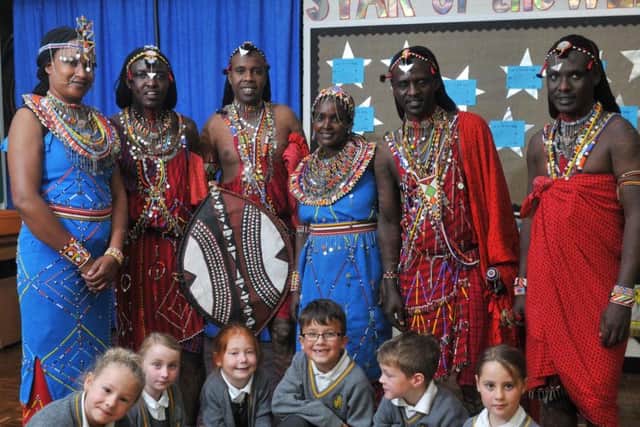 Maasai warriors entertain Morecambe schoolchildren
