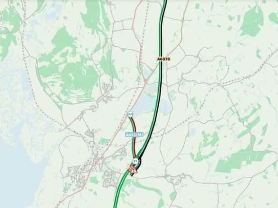A Highways England graphic showing the location of the collision