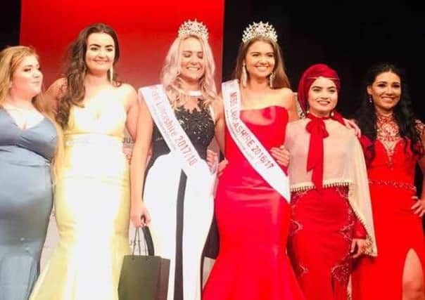 Rojmina Patel (second from right) from Morecambe with other finalists at Miss Lancashire 2017.