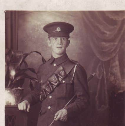 John Helme from Skerton, Margaret Rae's grandfather. John served in Mesopotamia during the First World War. Margaret asks does anyone know the significance of the badge on her grandpa's cap?