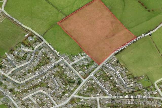 Site of 70 proposed new homes on farmland in Kirkby Lonsdale Road, Halton