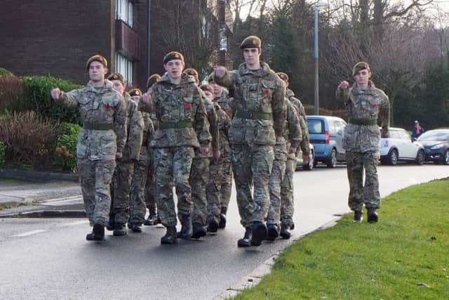 LRGS Army Cadets heading to the Miss Whalley Field centenary event in Lancaster. Picture by Richard Evans.