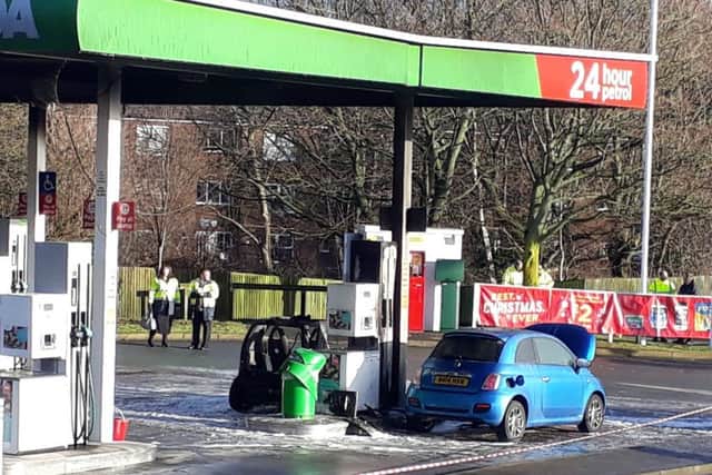 The aftermath of the fire at Asda petrol station.