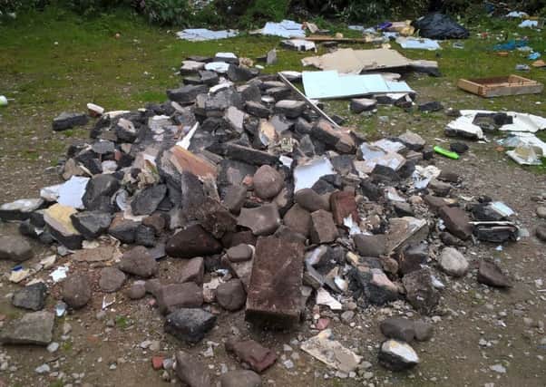 Recent fly tip of building rubble on Far Moor Lane, Lancaster.