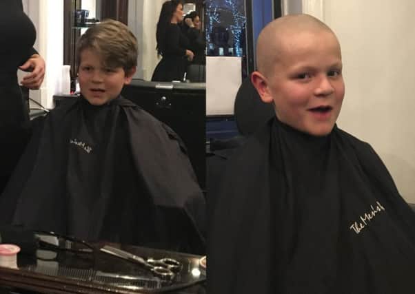 Rowan Sherriff pictured before and after his head shave.