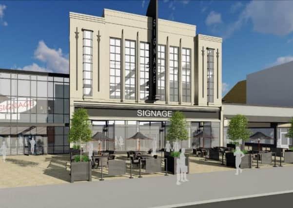 An artist's illustration of the plans. Plans have been submitted to convert the former Hitchens building on Morecambe promenade into a restuarant, bar and gaming area.