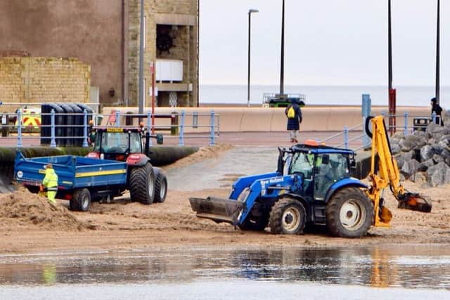 A beach clean taking place at Morecambe.