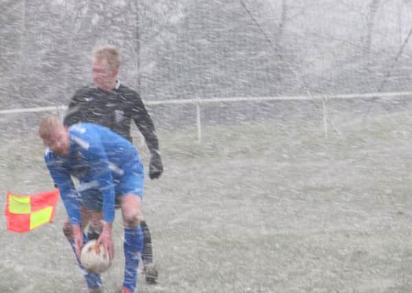 There were blizzard conditions in Saturday's 2-0 win at Thornton Cleveleys