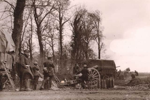 Throughout the German attacks in March and April 1918, many British units continued to resist as far as was possible. This British artillery battery, "firing from the corner of a wood during the German offensive" represent one example. The lack of gun pits would suggest that this was not a prepared position. (Historic Military Press)