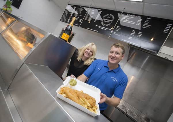 Picture shows Nigel Hodgson of Hodgson's Chippy in Lancaster with his wife Linda.