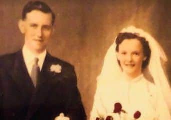 Albert and Audrey Dowthwaite on their wedding day 65 years ago.