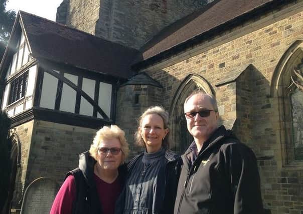 Treasurer Evelyn Shaw, church warden Melissa Bowring, and Brian Helliwell, from the church roof committee