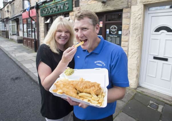 Nigel Hodgson of Hodgson's Chippy in Lancaster with his wife Linda.