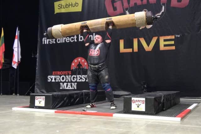 Hicks during the log lift at the First Direct Arena.