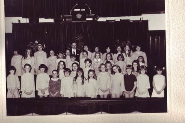 Jim Wilson with the Christelles Choir in Morecambe , dated around  1969.