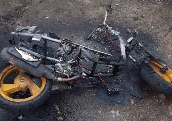 Motorbike fire in Lancaster. Picture by Lancashire Fire and Rescue.