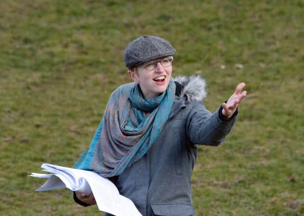 The Dukes artistic director, Sarah Punshon, at a Three Musketeers read through in the park earlier this spring.