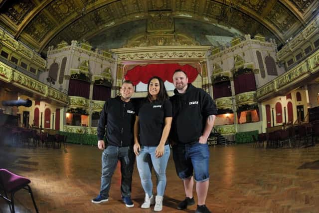 Djs Dave Lee, Summer Jenkins and Matt Thiss of the Escape inside the Morecambe Winter Gardens. Picture by Neil Cross.