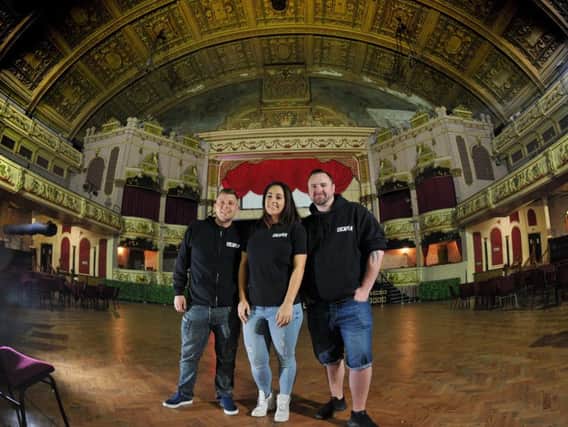 Djs Dave Lee, Summer Jenkins and Matt Thiss of the Escape inside the Morecambe Winter Gardens. Picture by Neil Cross.