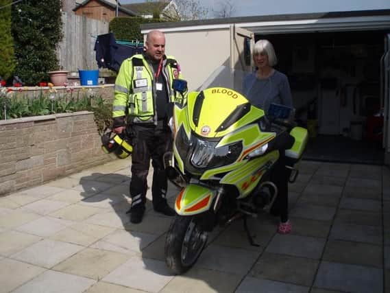 Blood biker Russell Curwen pictured with his mother, Pat