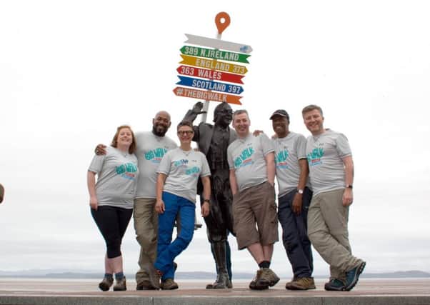 The Big Walk Team kick-start their epic UK journey at the Eric Morecambe statue.