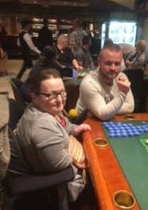 Sarah Melville in the casino during the cruise with her brother Callum.