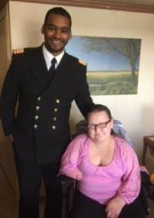 Sarah Melville with the ship's doctor during the cruise.