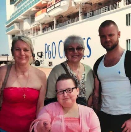 Sarah Melville with mum Kerry, grandma Elizabeth and brother Callum during their cruise.