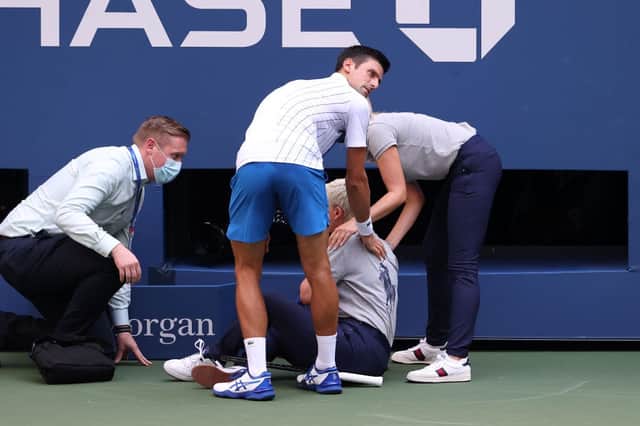 Djokovic was disqualified after hitting a line judge with a tennis ball (Photo: Al Bello/Getty Images)